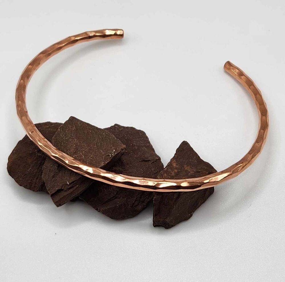 Pure Copper Hammered Cuff Ankle or XL Bracelet for Arthritis Pain Relief Healing